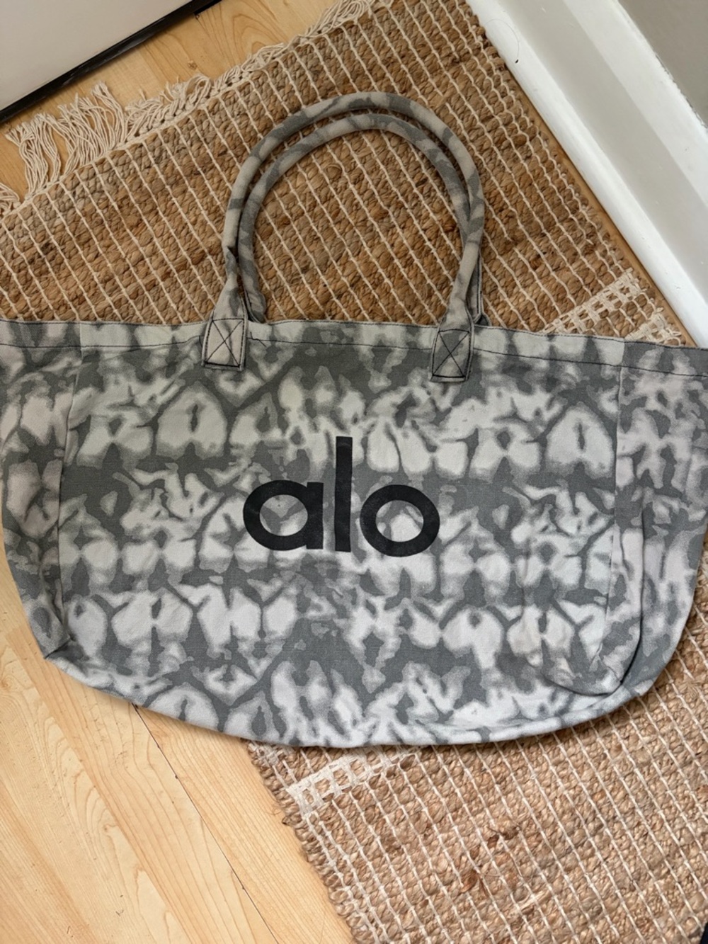ALO Yoga Gray Tie-Dye Canvas Tote